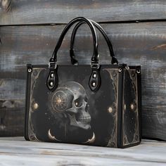 Cosmic Skull PU Leather Handbag Upgrade your style with this New Version Luxury Women PU Leather Handbag. Crafted from premium PU leather, this handbag features a smooth zipper and sturdy top handles for comfortable carrying. Available in three sizes, it offers versatility and convenience for any occasion. Perfect gift for girls, moms, and office ladies. Ideal for commuting and traveling, this handbag can accommodate your cell phone, wallet, and other daily essentials.  * Premium PU Leather: Cra Witchy Purse, Cute Crossbody Purse, Skull Bags, Boho Hippie Style, Bag Cute, Handle Bag, Hippie Style, Office Ladies, Crossbody Purse