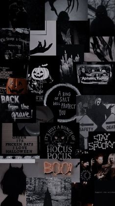 black and white collage with halloween images