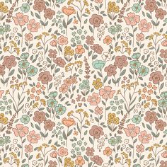 a floral pattern with many different colors and sizes