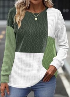 Color:Blackish Green;Size:1X;Size:2X;Size:3X;Package Contents:1 X Sweatshirt;Occasion:Other;Style:Casual; Upcycle Sweatshirt, Stylish Tops For Women, A Line Maxi Dress, Trendy Tops For Women, Dark Coffee, Trendy Fashion Tops, Lovely Tops, Plus Size Kleidung, Round Neck Sweatshirts