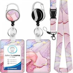 luggage tags with lanyards and lanyard clipping attached to each one's sides