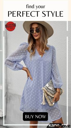 Swiss Dot V-neck Long Sleeve Dress Swiss Dot, Elevate Your Style, Women's Fashion Dresses, Sleeve Dress, Your Style, Puff Sleeve, Types Of Sleeves, Fashion Dresses, Long Sleeve Dress