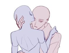 a drawing of two people hugging each other