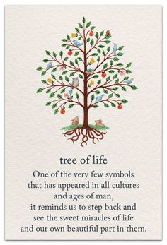 the tree of life is depicted in this card with an image of birds on it