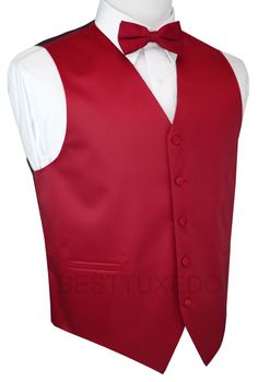 I will wear this one Black Suit Red Vest, Red Sleeveless Party Vest, Luxury Red Formal Vest, Red Formal Ties With Decorative Bow, Red Vest With Pockets, Formal Dress Wedding, Vest And Bow Tie, Tuxedo Vest, Formal Tuxedo