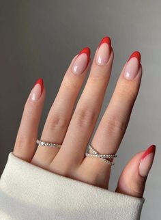 Simple Graduation Nails Classy, Graduation Nails Red, Red Graduation Nails, Red Tip Nails, Almond Nails Red, Turtle Wallpaper, Kutek Disney, Wine Nails, Graduation Nails