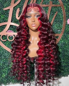 Red Highlight Wig, Blonde Weave Hairstyles, Unique Hair Cuts, Red Weave Hairstyles, Glamour Hair, Braided Hairstyles For Black Women Cornrows, Wine Hair, Birthday Hairstyles, Wig Styling