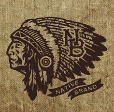 Illustrator Projects, Native Brand, Indian Headdress, Indian Chief, Logo Branding Identity, Vintage Labels, Typography Logo, Native American Art