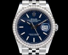 Rolex Datejust 126284 Blue Motif Dial / Diamonds 2022 #Rolex #OysterPerpetualDatejust #Horology #Rolex126284 Oyster Perpetual Datejust, Diamonds, Blue