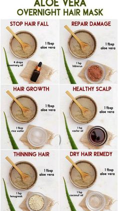 Dry Hair Remedies, Overnight Hair Mask, Overnight Hair, Homemade Hair Treatments, Aloe Vera Hair Mask, Overnight Hairstyles, Hair Mask For Growth, Aloe Vera For Hair, Hair Growing Tips