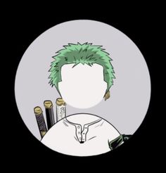 a drawing of a man with green hair and pencils in front of his face