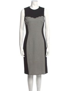 Michael Kors Sheath DressBlackStripedSleeveless with Crew NeckExposed Zip Closure at BackDesigner Fit: Dresses by Michael Kors typically fit true to size. Michael Kors Dress Print Greek, Midi Length Dress, Outerwear Sweater, Shirt Accessories, Shoulder Sweater, Hoodie Dress, Casual Jeans, Sweater Accessories, Dress Accessories