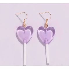 Brand New Very Light Purple, Translucent Purple Fish Hook Purple Heart Lollipops Approximately 2.6” Long Buy Any 2 Sunglasses, Earrings, Keychains, Or Bag Charms, Get One Free. You Can Mix And Match Items. Just Put Three Items In A Bundle And Wait For Me To Send You An Ofter With The New Price! Lowest Priced Item Is Free! Bundle, And Save With Other Items From This Closet! Get The Most Out Of Your Shipping, Cost! Smoke-Free Home Lila Yamamoto, Unique Lollipops, Lollipop Earrings, Heart Lollipop, Heart Shaped Candy, Packing Jewelry, Heart Shaped Earrings, Earring Holder, Glitter Hearts