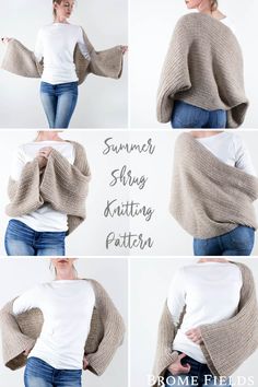 four photos of different ways to knit a sweater