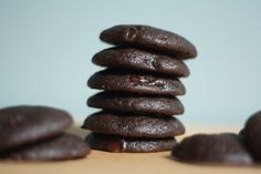 chocolate cookies stacked on top of each other