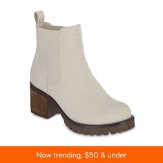 in stock Spring Boots With Textured Sole And Medium Width, Spring Textured Sole Closed Toe Boots, Synthetic Booties With Reinforced Heel And Closed Toe, Lug Sole, Ivory Color, Stacked Heel, Block Heels, Classic Style, Heel Height