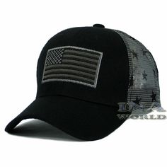 USA American Flag Mesh Hat USA Flag Embroidered Mesh Trucker SnapbackStars and Stripes Printed on MeshTactical Operator Military Baseball CapComfortable Easy Fit for Both Men and WomenSnapback Closure - Adjustable for Most SizePremium Quality Headwear Flag Size 3.5" X 2"  - Black - Free Shipping (Domestic only) All hats are shipped in a Box to prevent damage while in transit. We Will Combine All Multi-Orders We ship Priority mail service when ordered 4 or more items. To get your item faster, shi Black Military Baseball Cap For Outdoor, Black Military Hat With Curved Bill, Black Military Baseball Cap With Flat Bill, Military Style Black Baseball Cap With Flat Bill, Military Style Black Baseball Cap For Outdoor Activities, Military Style Black Snapback Cap, Black Military Flat Bill Baseball Cap, Black Military Style Flat Bill Baseball Cap, Black Military Snapback Hat With Curved Bill