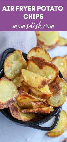 air fryer potato chips in a black bowl