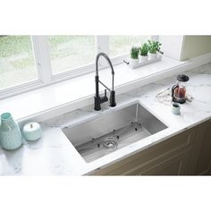 the kitchen sink is clean and ready to be used by someone in their home or business