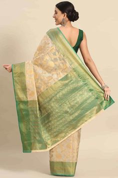 Product Features: Saree: Saree as seen in picture - Choose the drape style while order: Standard, Pleated or Gujarati Saree Color: Green Saree Fabric: Banarasi Art Silk Saree Style: Banarasi Saree Work: Floral Saree Pattern: Regal Weave Saree Print: floral zari woven Blouse: Blouse design must be chosen while ordering. For the blouse in pic, please choose the selection "As seen in picture" or customize your selection. Blouse Color: Green Blouse Fabric: Banarasi Art Silk Blouse Print or Pattern: Pista Green Cotton Silk Pre-draped Saree For Wedding, Elegant Multicolor Choli With Pallu, Transitional Season Sheer Dupatta Saree, Pre-draped Saree For Puja Festivals, Elegant Multicolor Chanderi Choli, Tissue Silk Pista Green Blouse Piece, Transitional Art Silk Saree With Sheer Dupatta, Transitional Season Art Silk Saree With Sheer Dupatta, Pista Green Blouse Piece For Transitional Season