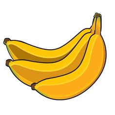 three yellow bananas on a white background