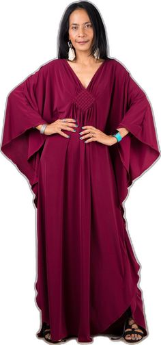 Elegant Red Tunic Dress, Free Size Batwing Sleeve Dress, Free Size Dress With Batwing Sleeves, Purple Kaftan, Red Frock, Dress Gala, Gala Dress, Dress Wine, Boho Dresses Long