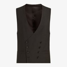 This refined double-breasted waistcoat is tailored slim with an 8-on-2 closure from a wool silk linen blend. Tailored Wool Vest For Semi-formal Occasions, Formal Notch Lapel Vest With Buttons, Elegant Business Vest With Buttons, Modern Fitted Vest For Formal Occasions, Elegant Semi-formal Wool Vest, Formal Wool Vest With Notch Lapel, Tailored Business Vest With Button Closure, Wool Business Vest With Button Closure, Elegant Wool Vest For Office