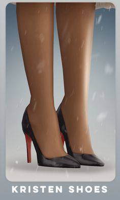 the legs of a woman wearing high heeled shoes with snow falling down on them