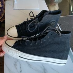 Converse Women's Chuck Taylor All Star Hi Suede A04637c Black/Egret Size 8.5 Black Suede Converse Sneakers, Shoes Converse, Converse Black, Women's Converse, Womens Converse, Chuck Taylor All Star, Converse Shoes, Chuck Taylor, Chuck Taylors