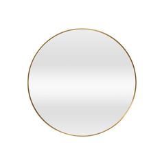 a round mirror on a white wall with gold trim around the edges and bottom edge