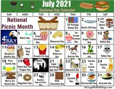 the national picnic month calendar for july