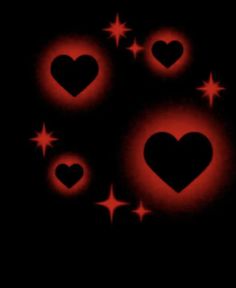 red hearts and stars on black background