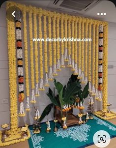 Logo Clinic, Ganapati Decorations, House Warming Decor, Haldi Decoration Ideas, Ganpati Decor, Puja Decor, Coconut Decoration, Haldi Decoration