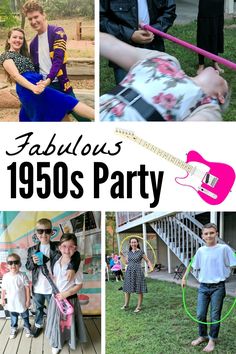 various pictures with the words fabulous 1950's party