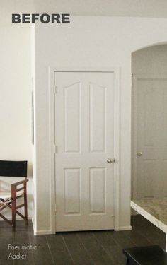 before and after pictures of a white painted room