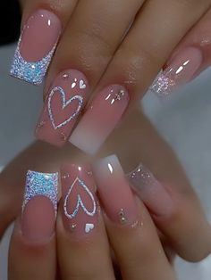 Multicolor  Collar   Geometric 3D Nails Embellished   Nail,Hand & Foot Care Slay Nails, Preppy Nails, White Acrylic Nails, Colorful Nails, Fake Nails With Glue