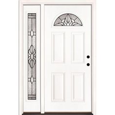 Front Door With Single Sidelight, Door With Single Sidelight, Fiberglass Front Door, Homes Decor, Fiberglass Door, Casa Exterior, Front Door Design, Windows Exterior