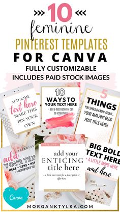 the top ten feminine pinterest templates for canva