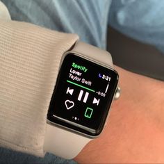 an apple watch displaying the time on its wrist and heart rate monitor, with someone's arm behind it