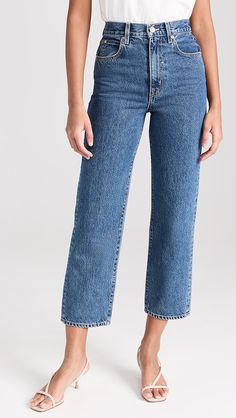 SLVRLAKE London Crop Jeans | Shopbop Denim Blue Jeans With Zip Fly, Cotton Cropped Jeans With Straight Hem, Classic Mid-rise Jeans With Button Zip Fly, London Jeans, Forbidden Love, Crop Jeans, Best Jeans, Premium Denim, Dark Denim