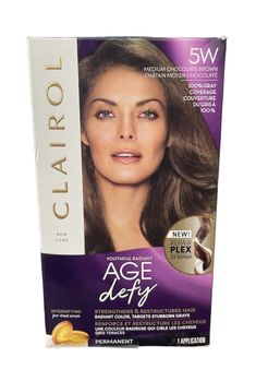 Clairol Age Defy 5W Medium Chocolate Brown Radiant Repair Plex Hair Dye 1 Box. Box have damage but is sealed. Please see photos for conditions. Medium Golden Brown Hair, Golden Brown Hair Dye, Medium Brown Hair Color, Clairol Hair, Medium Chocolate Brown, Clairol Natural Instincts, Medium Golden Brown, Diy Hair Dye, Black Brown Hair