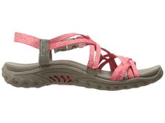 SKECHERS Reggae - Happy Rainbow Women's Shoes Coral Breathable Comfortable Sandals, Breathable Sport Sandals For Beach, Strappy Synthetic Sport Sandals For Beach, Breathable Lightweight Sport Sandals, Casual Synthetic Strappy Sport Sandals, Lightweight Sport Sandals For Outdoor Activities, Casual Adjustable Sandals For Outdoor, Breathable Adjustable Sandals, Adjustable Textile Sandals With Cushioned Footbed