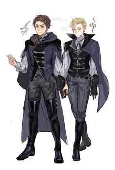 two men dressed in medieval clothing and capes