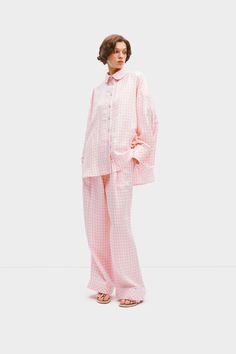 Pastelle Oversized Shirt in Pink Vichy | SLEEPER Pants With Feathers, Daily Sleeper, Oversized Trousers, Oversized Pants, Pajama Dress, Oversize Women, Pink Gingham, Gingham Print, Oversized Shirt