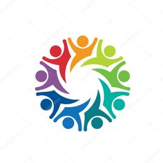 group of people holding hands in the shape of a circle, logo or icon stock photo