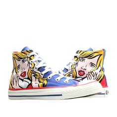 Roy Lichtenstein Pop Art, Lichtenstein Pop Art, Royal Yellow, Pop Art Fashion, Funky Shoes, Roy Lichtenstein, Prom Shoes, Shoe Art, Converse Sneakers