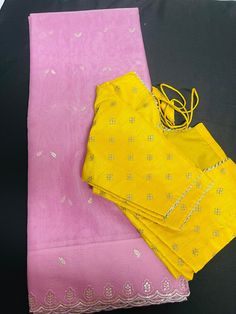 Organza sarees with designer stitched blouses Condition: BrandNew  Care instructions: Drywash Blouse : 38  allowance provided  Pico/fall:this saree comes with pico and fall done Note : For any questions please message +1669-600-9394 Will do videos for selected saree too Saree color: shown image The original color of items which you buy may differ minutely from the images due to camera capture sensitivity,lighting and even your system screens so there may be minor possibility change of brightness and contrast  Occasions: Festival,traditional parties,Birthday parties ,wedding anniversary other ,grand occasions,temple Jwellery is suitable gives you elegant look.. Overview: Elegance never goes out of style ,Express yourself.. Happy Shopping, Thankyou Pink Unstitched Festive Blouse, Festive Dola Silk Blouse With Dupatta, Pink Blouse With Zari Work For Eid, Semi-stitched Tissue Silk Blouse For Navratri, Unstitched Eid Blouse With Zari Work, Unstitched Yellow Blouse For Navratri, Bollywood Style Semi-stitched Tissue Silk Blouse, Designer Pink Blouse With Zari Weaving, Yellow Unstitched Blouse With Cutdana Details