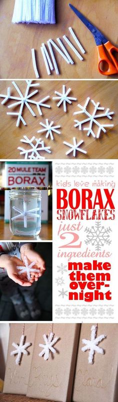 several different pictures with snowflakes on them and scissors in the middle one is cut out