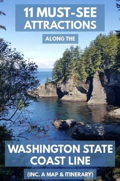 the washington state coast line with text overlaying it