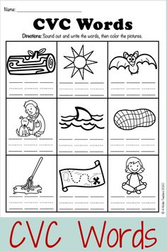 cvc words worksheet for children to learn